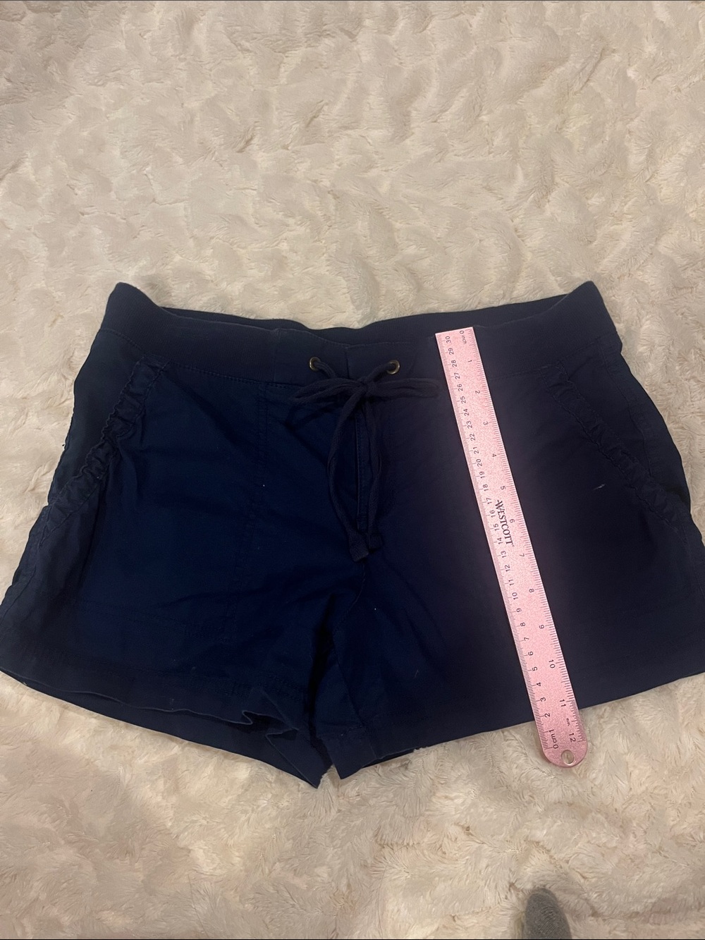 a.n.a Navy Drawstring Ruching Athletic Shorts - Size 4 -soft stretch waist